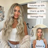 Picture of KooKaStyle Invisible Wire Hair Extensions with Transparent Headband Adjustable Size 4 Secure Clips Long Wavy Secret Wire Hairpiece 16 Inch Ash Brown mix Platinum Blonde for Women