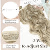Picture of KooKaStyle Invisible Wire Hair Extensions with Transparent Headband Adjustable Size 4 Secure Clips Long Wavy Secret Wire Hairpiece Ash Brown/Platinum Blonde 20 Inch for Women
