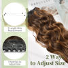 Picture of KooKaStyle Invisible Wire Hair Extensions with Transparent Headband Adjustable Size 4 Secure Clips Long Wavy Secret Wire Hairpiece 20 Inch Medium Brown to Caramel Blonde for Women