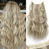 Picture of KooKaStyle Invisible Wire Hair Extensions with Transparent Headband Adjustable Size 4 Secure Clips Long Wavy Secret Wire Hairpiece 24 Inch for Women (Ash Brown mix Platinum Blonde)