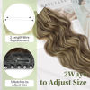 Picture of KooKaStyle Invisible Wire Hair Extensions with Transparent Headband Adjustable Size 4 Secure Clips Long Wavy Secret Wire Hairpiece 20 Inch Honey Blonde/Dark Brown for Women