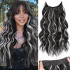 Picture of KooKaStyle Invisible Wire Hair Extensions with Transparent Headband Adjustable Size 4 Secure Clips Long Wavy Secret Wire Hairpiece 20 Inch for Women（Black with Smokey Silver）