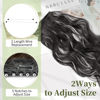 Picture of KooKaStyle Invisible Wire Hair Extensions with Transparent Headband Adjustable Size 4 Secure Clips Long Wavy Secret Wire Hairpiece 20 Inch for Women（Black with Smokey Silver）