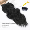 Picture of KooKaStyle Invisible Wire Hair Extensions with Transparent Headband Adjustable Size 4 Secure Clips Long Wavy Secret Wire Hairpiece for Women (16 Inch, Black/1B#)