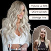 Picture of KooKaStyle Invisible Wire Hair Extensions with Transparent Wire Headband Adjustable Size 4 Secure Clips Silver Grey Blonde Long Wavy Hairpiece for Women