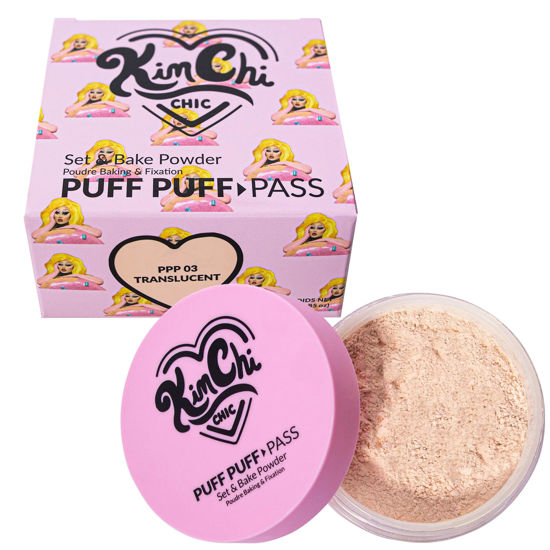 Picture of Kimchi Chic Beauty Puff Puff Pass Set and Bake Powder, Loose Face Powder with Extra Fluffy Setting Powder Puff, Soft Natural Face Makeup for Uneven Skin Tone, 03 Translucent