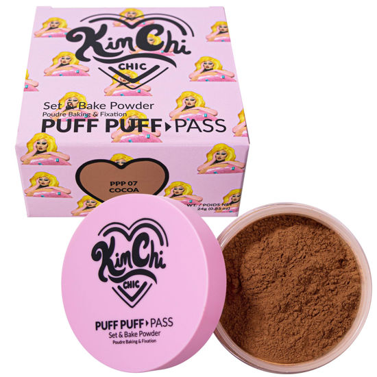 Picture of Kimchi Chic Beauty Puff Puff Pass Set and Bake Powder, Loose Face Powder with Extra Fluffy Setting Powder Puff, Soft Brown Face Makeup for Uneven Skin Tone, 07 Cocoa