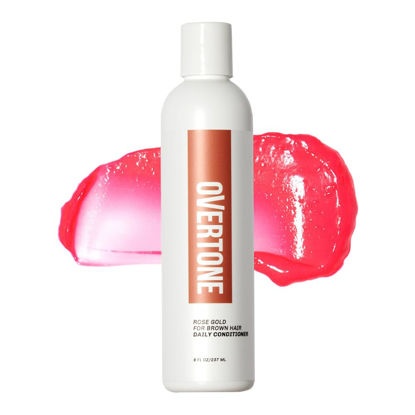 Picture of oVertone Haircare Daily Conditioner - 8 oz Semi-permanent Hair Conditioner With Shea Butter & Coconut Oil - Prevent Fading & Refresh Color - Vegan, Cruelty-Free - Rose Gold for Brown