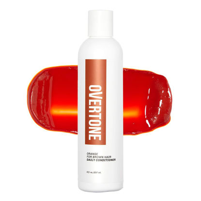 Picture of oVertone Haircare Daily Conditioner - 8 oz Semi-permanent Hair Conditioner With Shea Butter & Coconut Oil - Prevent Fading & Refresh Color - Vegan, Cruelty-Free - Orange for Brown