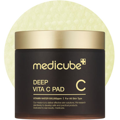 Picture of Medicube Deep Vita C Facial Pads, Vitamin C Toner Pads for Uneven Skin Tone, 500,000PPM of vitamin water & 3 types of vitamin, Hydrating & Resurfacing (70 sheets)