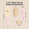 Picture of Baby Hair Brush and Comb Set for Newborn - Wooden Baby Hair Brush Set with Soft Goat Bristle, Baby Brush Set for Newborns, Baby Brush and Comb Set Girl, Boy, Toddler Cradle Cap Brush (Oval, Blush)