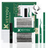Picture of DIY Lash Extension Kit KEYYOU 300Pcs Individual Eyelash Extension Kit 30D40D50D 0.07D Curl 9-18MIX Lash Clusters Kit with Lash Glue Remover Applicator Easy to Use(Kit-30D40D50D-D-9-18MIX)