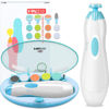 Picture of Baby Nail Clippers, FANSIDI Safe Baby Nail Trimmer Baby Nail File Electric with 10 Filing Pads 8 Sandpapers for Newborn Infant Toddler or Adult Toes Fingernails Care - AA Battery Operated (White/Blue)