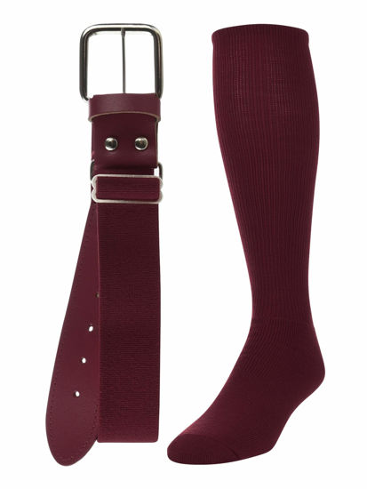Picture of TCK Baseball/Softball Youth Belt & Socks Combo Set (Maroon, Small)