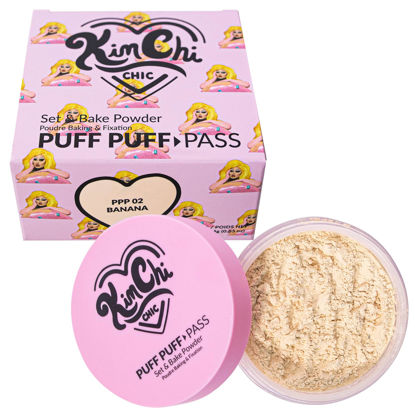 Picture of Kimchi Chic Beauty Puff Puff Pass Set and Bake Powder, Loose Face Powder with Extra Fluffy Setting Powder Puff, Soft Translucent Face Makeup for Uneven Skin Tone, 02 Banana