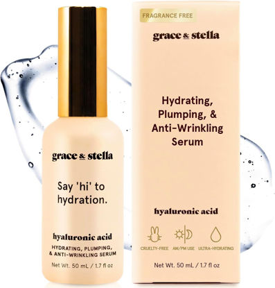 Picture of Grace & Stella Hyaluronic Acid Serum for Face - 50ml, Anti-Aging Serum with Hydrating and Brightening Properties, Vegan and Paraben-Free