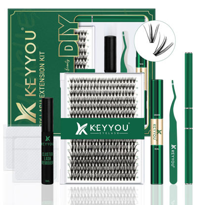 Picture of DIY Lash Extension Kit KEYYOU 300Pcs Individual Eyelash Extension Kit 30D 0.07C Curl 9-18MIX Lash Clusters Kit with Lash Glue Remover Applicator Easy to Use for Beginners(Kit-30D-0.07C,9-18MIX)