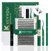 Picture of DIY Lash Extension Kit KEYYOU 300Pcs Individual Eyelash Extension Kit 40D 0.07C Curl 9-18MIX Lash Clusters Kit with Lash Glue Remover Applicator Easy to Use for Beginners(Kit-40D-0.07C,9-18MIX)