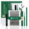 Picture of DIY Lash Extension Kit KEYYOU 300Pcs Individual Eyelash Extension Kit 30D 0.07D Curl 9-18MIX Lash Clusters Kit with Lash Glue Remover Applicator Easy to Use for Beginners(Kit-30D-0.07D,9-18MIX)
