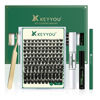 Picture of DIY Lash Extension Kit KEYYOU 144pcs Lash Clusters Eyelash Extension Kit with Mascara Brush Bond and Seal Lash Glue Remover Lash Applicators Lash Brush Clean Pad for DIY Lash Extensions (Y24 Kit)