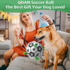 Picture of QDAN Dog Soccer Balls Toy with Bell Inside, Outdoor Interactive Dog Toys for Tug of War, Puppy Birthday Gifts, Dog Water Toy, Durable Ropes Squeaky Soccer Dog Ball for Medium and Large Dogs （8 INCH）