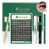 Picture of DIY Lash Extension Kit KEYYOU 144pcs Lash Clusters Eyelash Extension Kit with Mascara Brush Bond and Seal Lash Glue Remover Lash Applicators Lash Brush Clean Pad for DIY Lash Extensions (Y02 Kit)