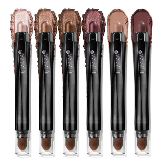 Picture of LUXAZA PRO Neutral Eyeshadow Stick Makeup Set, Metallic Shimmer Matte Cream Eye Shadow Eyeliner Brightener Pencil Crayon - Classic 6PCS A008