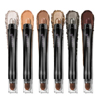 Picture of LUXAZA PRO Neutral Eyeshadow Stick Makeup Set, Metallic Shimmer Matte Cream Eye Shadow Eyeliner Brightener Pencil Crayon - Classic 6PCS A002