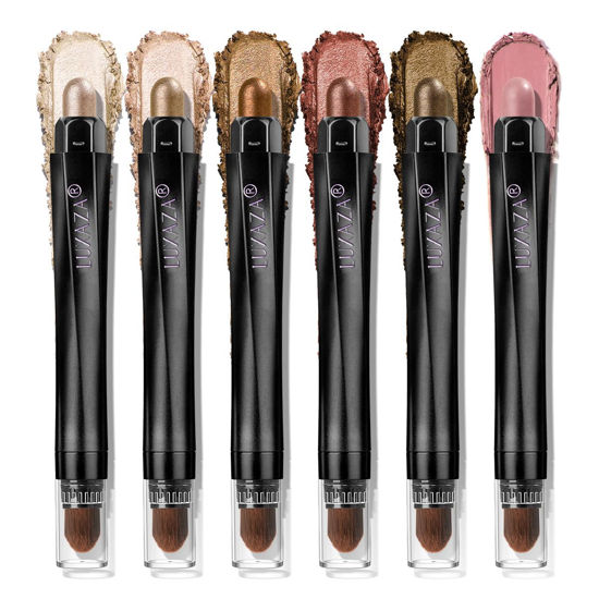 Picture of LUXAZA PRO Neutral Eyeshadow Stick Makeup Set, Metallic Shimmer Matte Cream Eye Shadow Eyeliner Brightener Pencil Crayon - Classic 6PCS A003