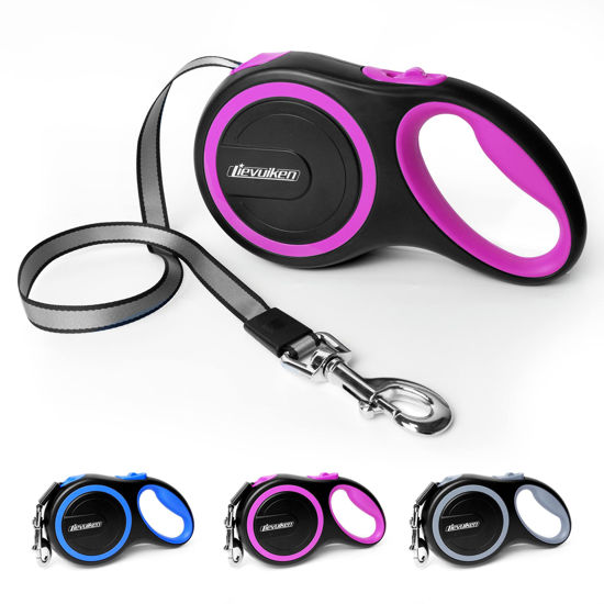 Picture of LIEVUIKEN 26 FT Retractable Dog Leash with No Tangle, Heavy Duty Great Leash for Dog up to 110lbs, One-Handed Brake, with Non-Slip Handle, Strong Nylon Tape for Small, Medium and Large Dogs