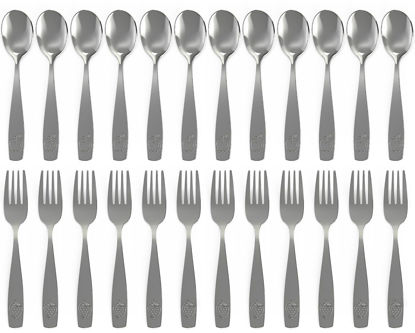 Picture of Stainless Steel Kids Silverware Set (24pc- 2 Pack of 12) - Child and Toddler Safe Flatware - Kids Utensil Set - Metal Kids Cutlery Set (Includes 12 Small Kids Spoons & Kids 12 Forks)