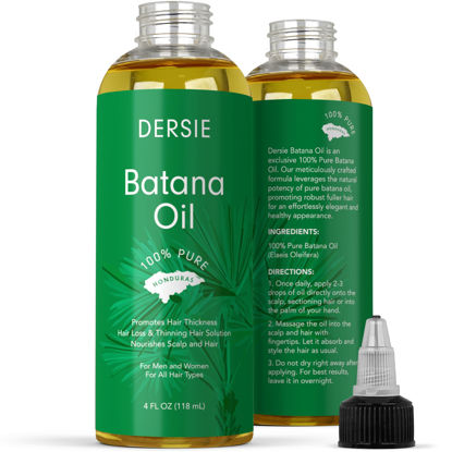 Picture of Dersie Batana Oil: Dr. Sebi Organic Raw Honduras Oil for Hair Growth - 100% Pure & Natural for Thicker, Stronger Hair - 4 FL OZ