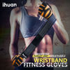 Picture of ihuan Ventilated Weight Lifting Gym Workout Gloves with Wrist Wrap Support for Men & Women, Full Palm Protection, for Weightlifting, Training, Fitness, Hanging, Pull ups (Orange, M)