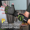 Picture of ihuan Ventilated Weight Lifting Gym Workout Gloves with Wrist Wrap Support for Men & Women, Full Palm Protection, for Weightlifting, Training, Fitness, Hanging, Pull ups (Dark Green, S)