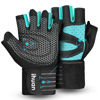 Picture of ihuan Ventilated Weight Lifting Gym Workout Gloves Full Finger with Wrist Wrap Support for Men & Women, Full Palm Protection, for Weightlifting, Training, Fitness, Hanging, Pull ups