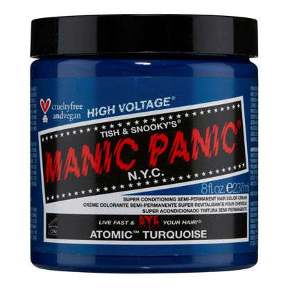 Picture of MANIC PANIC Atomic Turquoise Hair Dye - Classic High Voltage - Semi-Permanent Hair Color - Vivid, Aqua Shade With Green Undertones - Vegan, PPD & Ammonia-Free - For Coloring Hair on Women & Men (8oz)