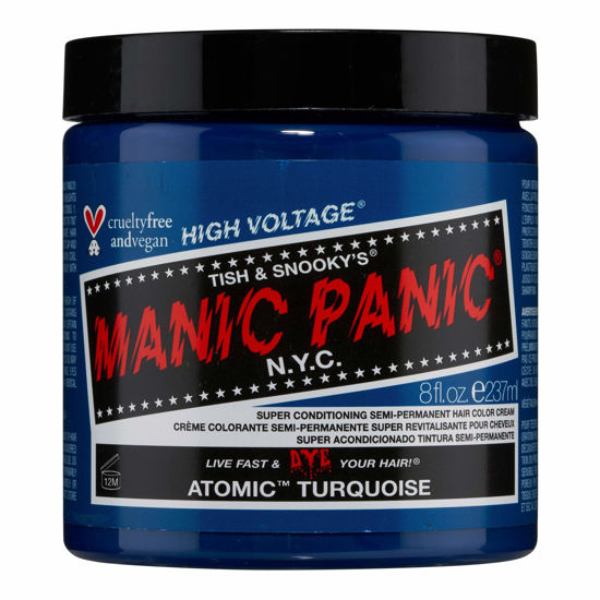 Picture of MANIC PANIC Atomic Turquoise Hair Dye - Classic High Voltage - Semi-Permanent Hair Color - Vivid, Aqua Shade With Green Undertones - Vegan, PPD & Ammonia-Free - For Coloring Hair on Women & Men (8oz)