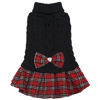 Picture of KYEESE Dog Sweater Dress Bowtie Checkered Turtleneck Dog Sweaters for Small Dogs Warm Pet Sweater Black