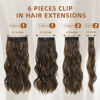 Picture of Fliace Highlight balayage dark brown Hairpieces, Natural & Blends Well Clip in Hair Extensions (20inch, 6pcs, Dark roasted coffee & Caraamel brown)