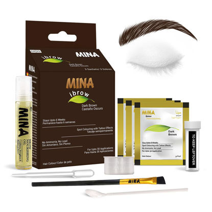 Picture of MinaiBrow Tint Kit Dark Brown | Natural Spot Coloring Brow Powder with Oil & Brush | Water & Smudge Proof, Long-Lasting, Instant Brow Dye Kit, 100% Gray Converge, Vegan and Cruelty-Free