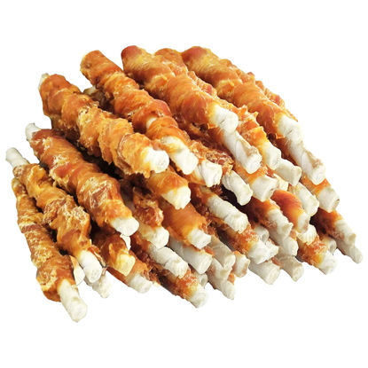 Picture of MON2SUN Dog Treats, Rawhide Twist Chicken Hide Sticks, Suitable for Puppy and Small Dogs, 5 Inch (Chicken, Pack of 40)