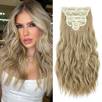 Picture of Fliace Clip in Hair Extensions, 6 PCS Natural & Soft Hair & Blends Well Hair Extensions, Long Wavy Hairpieces(20inch, 6pcs,Mixed Dirty Blonde)
