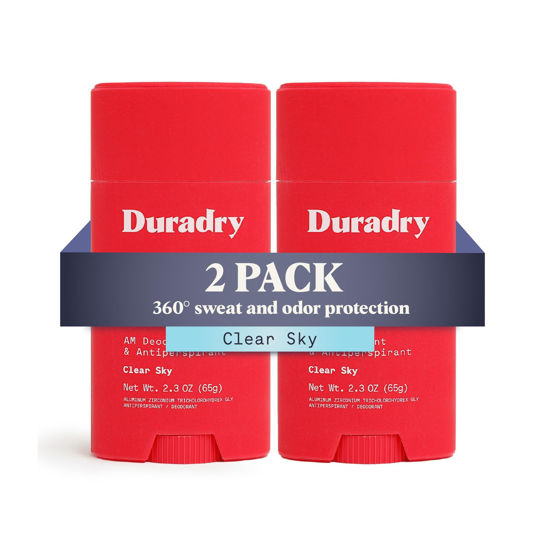 Picture of Duradry AM Deodorant & Antiperspirant - Prescription Strength Deodorant for Hyperhidrosis, Antiperspirant for Women & Men, Armpit Sweat Protection, Silicone-free - Clear Sky, 2.3 Oz (Pack of 2)
