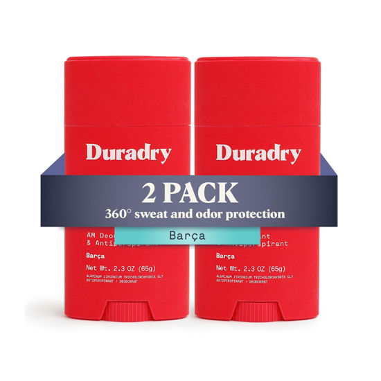 Picture of Duradry AM Deodorant & Antiperspirant - Prescription Strength Deodorant for Hyperhidrosis, Antiperspirant for Women & Men, Armpit Sweat Protection, Silicone-free - Barca, 2.3 Oz (Pack of 2)