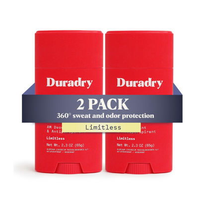 Picture of Duradry AM Deodorant & Antiperspirant - Prescription Strength Deodorant for Hyperhidrosis, Antiperspirant for Women & Men, Armpit Sweat Protection, Silicone-free - Limitless, 2.3 Oz (Pack of 2)