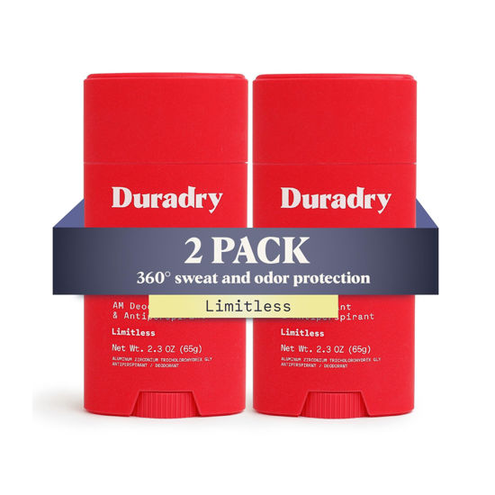 Picture of Duradry AM Deodorant & Antiperspirant - Prescription Strength Deodorant for Hyperhidrosis, Antiperspirant for Women & Men, Armpit Sweat Protection, Silicone-free - Limitless, 2.3 Oz (Pack of 2)