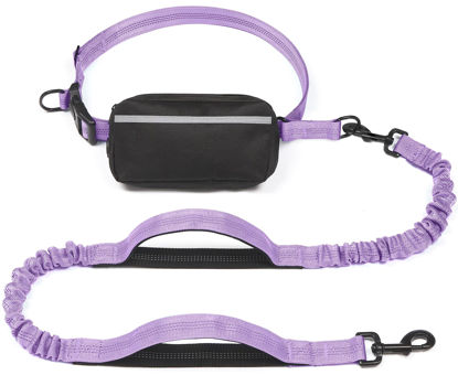 Picture of iYoShop Hands Free Dog Leash with Zipper Pouch, Dual Padded Handles and Durable Bungee for Walking, Jogging and Running Your Dog (Large, 25-120 lbs, Lavender)
