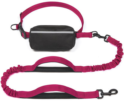 Picture of iYoShop Hands Free Dog Leash with Zipper Pouch, Dual Padded Handles and Durable Bungee for Walking, Jogging and Running Your Dog (Large, 25-120 lbs, Very Berry)