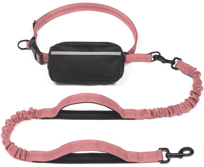 Picture of iYoShop Hands Free Dog Leash with Zipper Pouch, Dual Padded Handles and Durable Bungee for Walking, Jogging and Running Your Dog (Large, 25-120 lbs, Baby Pink)