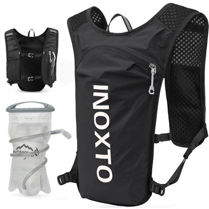 Picture of INOXTO Running Hydration Vest Backpack,Lightweight Insulated Pack with 1.5L Water Bladder Bag Daypack for Hiking Trail Running Cycling Race Marathon for Women Men (Black)